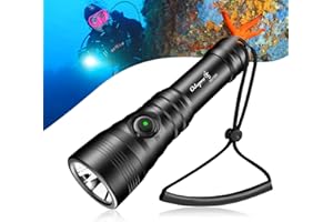 Odepro SD1500 Dive Light 1500 Lumens Rechargeable Scuba Diving Flashlight 3 Modes Waterproof Underwater Diving Safety Backup Lights with Power Indicator for Night Diving