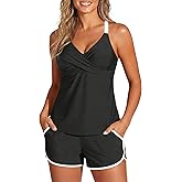 Womens Tankini with Shorts - Two Piece Tummy Control Swimsuit Athletic Bathing Suit with Pockets 2025 Swimwear
