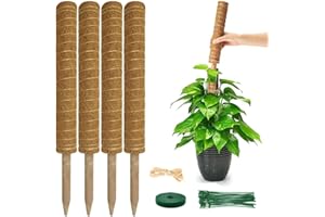 YAWAHOME Moss Pole Monstera Plant Support - 4 Pack 17 inch Stackable Plant Stake Coco Coir Poles Sticks Plant Stand House Plants Accessories for Indoor Climbing Potted Live Plants, Pothos, Philodendron