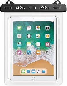 MoKo Waterproof Tablet Case, Tablet Pouch Dry Bag Fit iPad 10.2 2020, iPad Air 4, Air 3 10.5, iPad Pro 11 2021/10.5, iPad 9.7, iPad Mini 5/4/3, Galaxy Tab S6/S7, Tab A 9.7, Tab E 9.6 up to 12 Inch