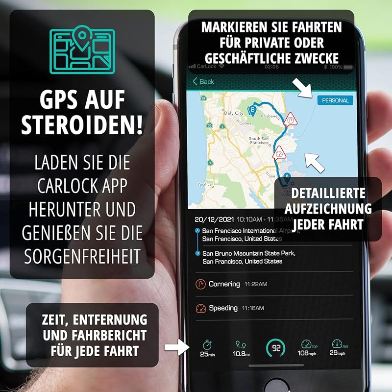 Basic - GPS Tracker Auto Alarmanlage. Digitales Ortungsgerät mit Smartphone App. Sender verfolgt Ihr Auto mühelos in Echtzeit, Peilsender benachrichtigt sofort bei verdächtigem Verhalten