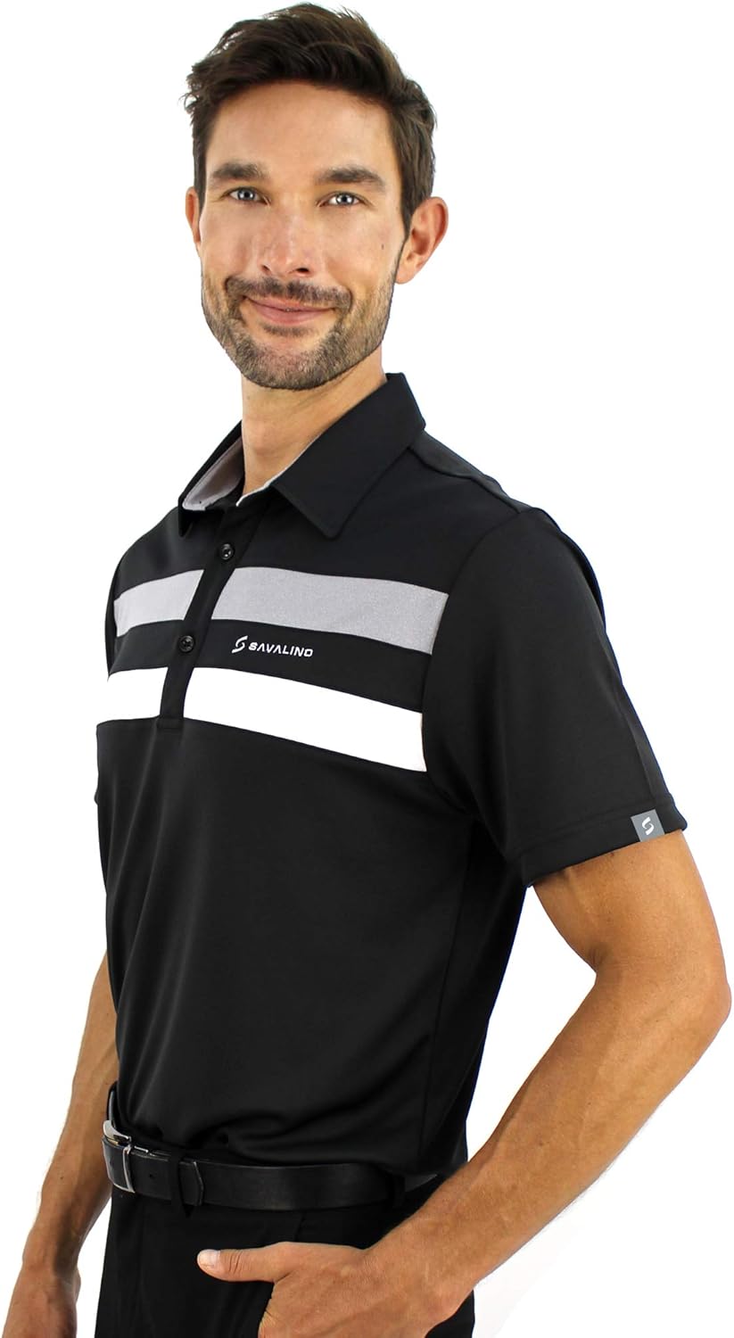 SAVALINO Men's Polo Shirts Material Wicks Sweat & Dries Fast, Size S-5XL…: Clothing