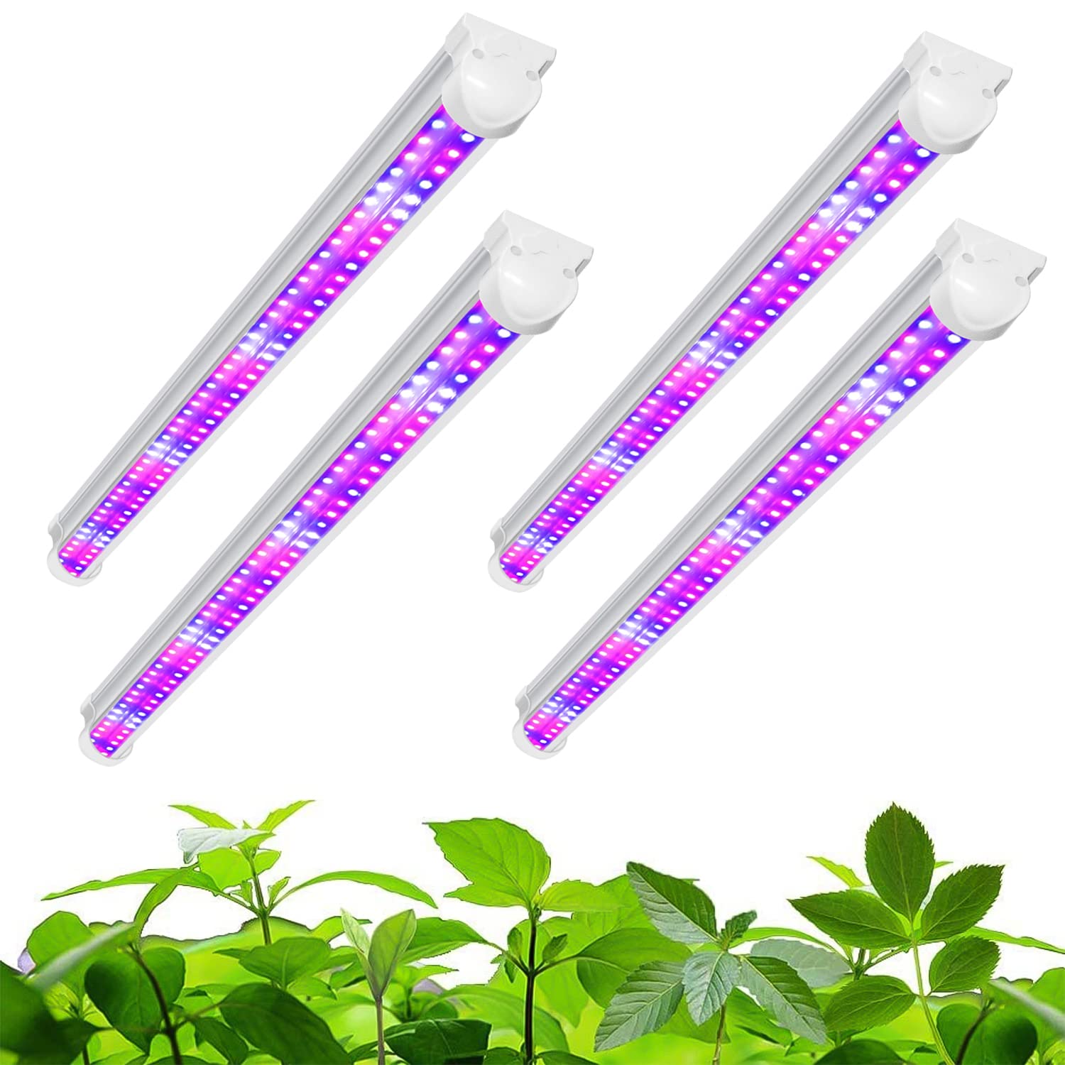wolezek Grow Lights for Indoor Plants, 2FT T8 Full Spectrum Led Grow Light, with Dasiy Chain Design, 384LEDs(4/Pack) Plant Grow Lamp for Seedlings, Greenhouse(Red/Blue/White)