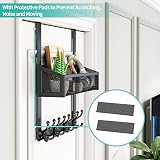 HapiRm Over Door Hanger Hooks with Basket and 16 Hooks Stainless Steel view 5