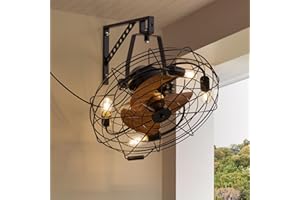 SPACORA 21" Wall Mount Fan with Remote, Wall Mounted Fan with Light, Quiet 6-Speed, Timer, 360° Adjustable Tilt Plug in Ceiling Fans for Garage, Bedroom, Workshop, Warehouse, Living Room, Patio