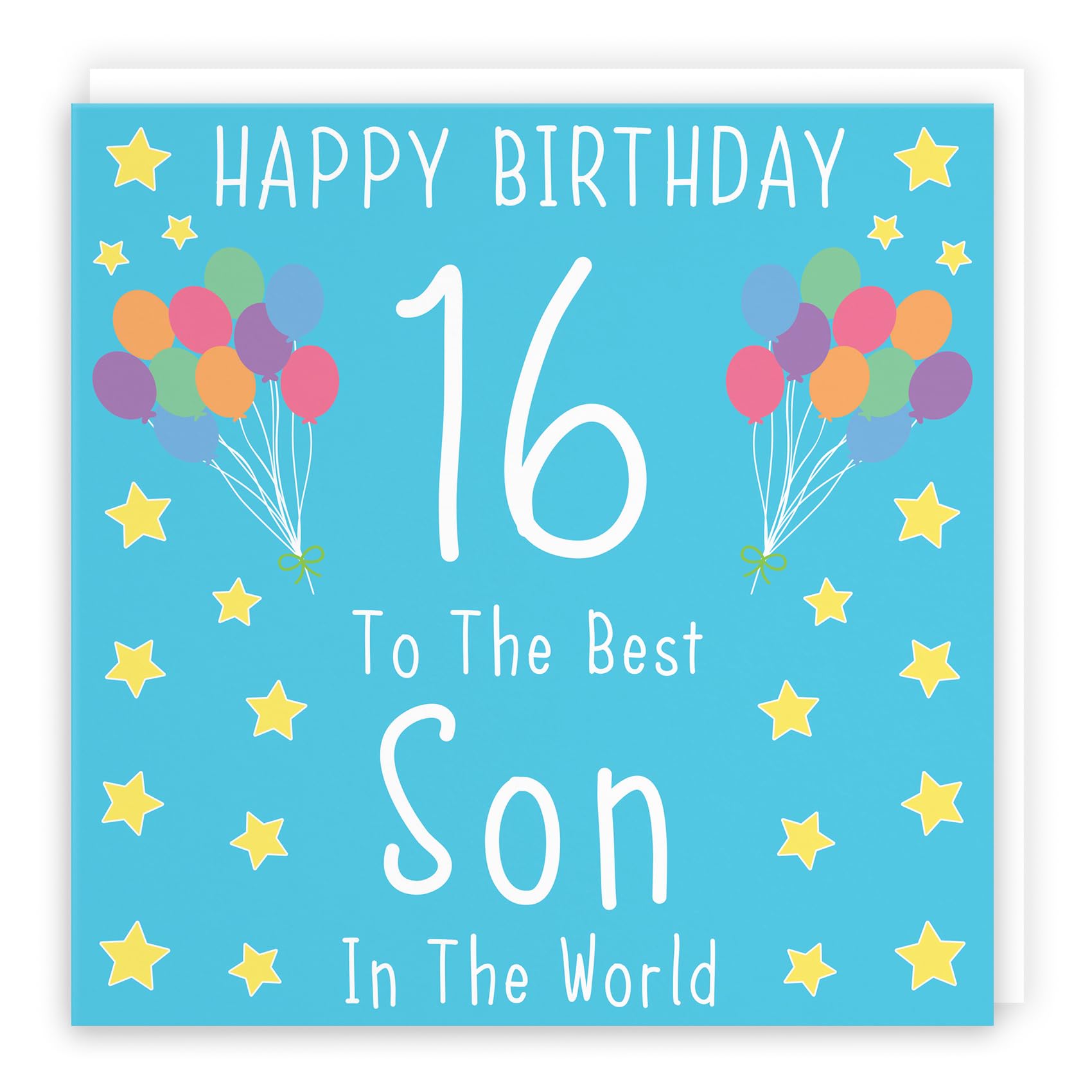 Hunts England - Large Son 16th Birthday Card - Happy Birthday - 16 - To The Best Son In The World - Iconic Collection - Large - 210 x 210 mm - Age 16