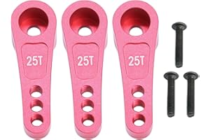 POLANTA 3PCS Aluminum 25T Servo Horn Steering Arm for Arrma Kraton/Outcast/Talion/Mojave/Felony/Infraction/Senton Upgrade Part (Red)