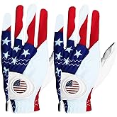 FINGER TEN Golf Gloves Men Right Handed Golfer Left Hand with Ball Marker 2 Pack Leather Breathable Comfortable Weathersof Grip Size Small Medium ML Large XL