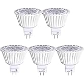 Bioluz LED 5 Pack MR16 50 Watt Halogen Equivalent Dimmable Bulb uses 7W, Halogen 3000K 12V AC/DC, UL Listed, High CRI for Low