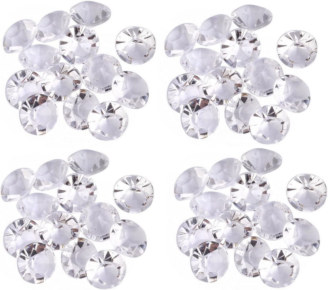 AlphaAcc 3 x 56g Packs 12mm Clear Diamond Diamante Crystal Wedding Table Confetti - 360pcs