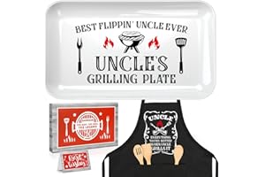 CryCarrot Fathers Day Uncle Gifts from Niece Nephew, Personalized Grilling Platter & Apron Set Birthday Gifts for Uncle, Funn
