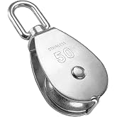 LordHardware M50 Single Pulley Snatch Block 304 Stainless Steel Lifting Crane Swivel Hook, 3/8" Rope x 2" Sheave