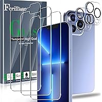 Ferilinso Designed for iPhone 13 Pro Max Screen Protector, 3 Pack HD Tempered Glass with 2 Pack Camera Lens Protector…