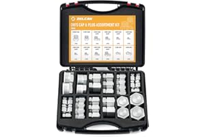 ZELCAN Hydraulic Hose Cap & Plug Kit, 64pc O-Ring Face Seal Plug and Cap Assortment Kit for Dash Size 4 6 8 10 12 16, Heavy-Duty Hydraulic Hose Fitting Kit for Industrial Pipe Tube Sealing