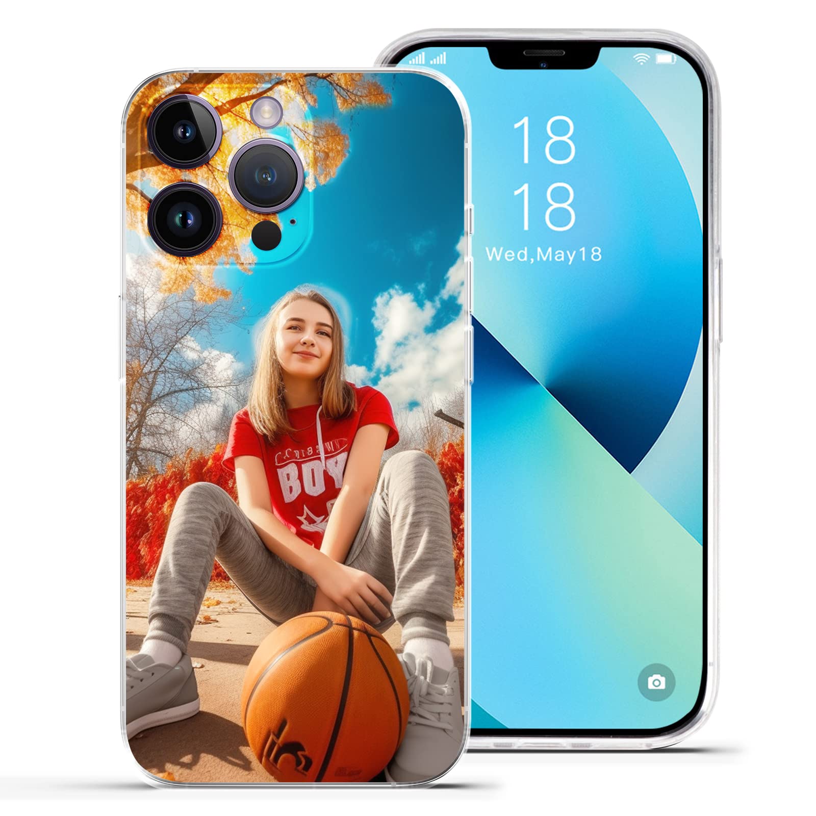 ABCJOJO Personalized Custom Phone Case for iPhone 17 16 15 14 13 12 11 Pro Max Mini Plus XR X Xs, Design Your Own Picture Phone Case, Made in USA, Birthday Gift for Family and Friends(1 Photo)