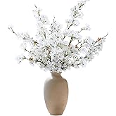 Lcuasc 4pcs Cherry Blossom Branches Artificial Flowers for Spring Tall Vase Decoration,40" Long Stem Fake Cherry Flowers for Home Wedding Party Bedroom Table Centerpiece Arrangement Decor(White)
