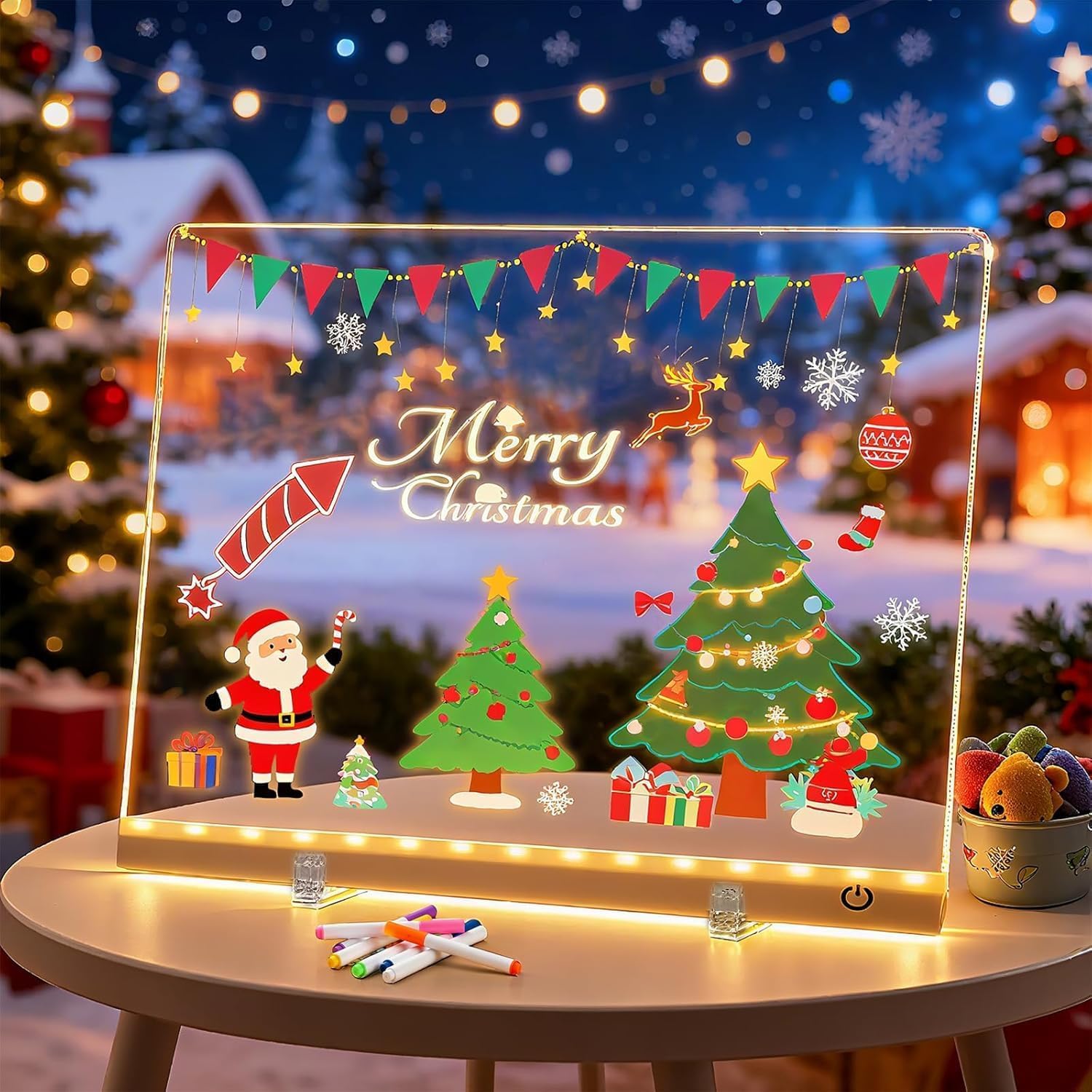 Led Notice Drawing Board Rechargeable - 16.8 Inch Light Up Whiteboard 7 Color Model Writing Tablet Doodle Glow Note Pad Message Board Gift for Children Girl Easter Birthday (New Year) — image 1