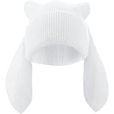 Bunny Beanie Hats for Women Cute Rabbit Beanie Crochet Hats Winter Cap Warm Skull Cap Outdoor Ski Slouchy