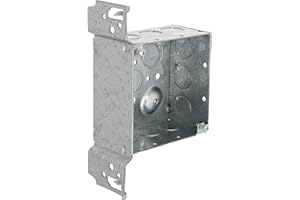 Hubbell Raco 8235 2-1/8-Inch Deep, 1/2-Inch and 3/4-Inch Side Knockouts, Wood/Metal Stud Bracket, Welded 4-Inch Square Box