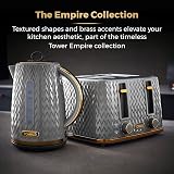 Tower Empire 4-Slice Toaster Grey Brass 1600W Defrost Reheat Removable Trays view 3