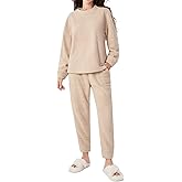 DAVID ARCHY Women's Fleece Loose Pajamas Warm Soft Fluffy Winter Loungewear Thermal Sleep Pjs Set with Pockets