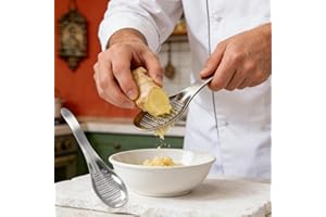 Ginger Grater Spoon 6.7x1.8 Inch Garlic Masher Manual Grinding Tool with Sharp Serrated Edges for Pureeing Ginger Garlic Past