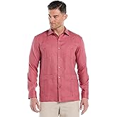 Cubavera Men's 100% Linen Four-Pocket Long Sleeve Guayabera Shirt, Pintuck Detail, Relaxed Fit (Available in Big & Tall)