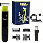 2025Beard & Body Hair Trimmer for Men [All-in-One] USB-C Fast Charging, Adjustable Comb,Groin & Ball Hair Painless Electric Shaver, Travel Razors, Dry Cordless Foil Shavers,Low Noise