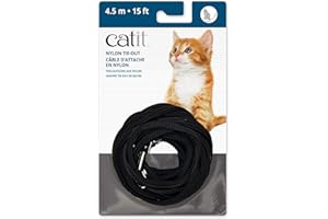 Catit Nylon Cat Tie-Out, 15-Feet, Black