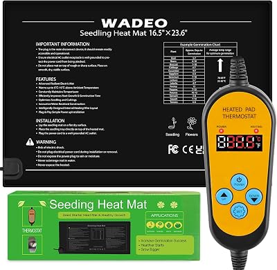 WADEO 50W Heat Mat for Plants 60x42cm with Thermostat, Waterproof