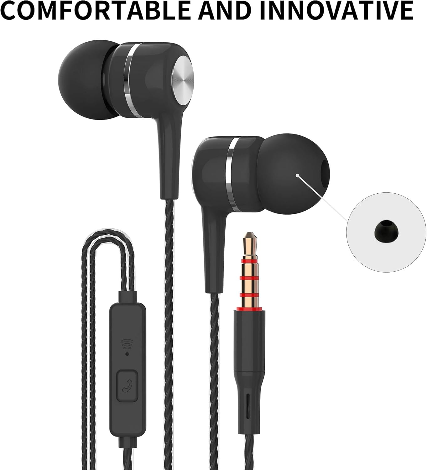 4 Pairs of bass in-Ear Headphones, Earbuds with Microphones, in-Ear Wired Stereo Earbuds, Suitable for iPhone, iPad, Android Smart Phones, Suitable for All 3.5mm interfaces.: Home Audio & Theater