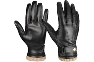 OZERO Mens Winter Gloves Nappa Leather Warm Wool Touchscreen Dress Glove - Thermal Gifts for Dad or Husband