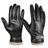 OZERO Winter Mens Gloves Genuine Nappa Leather Soft