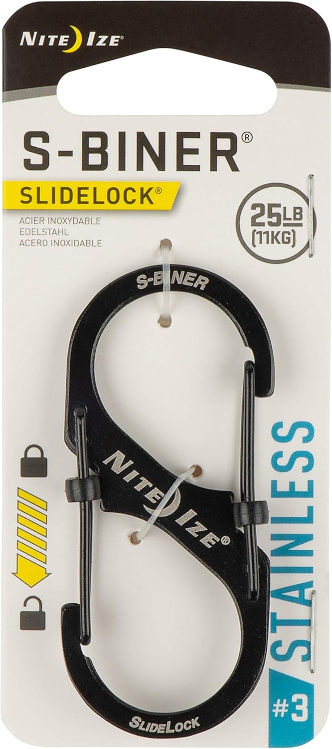 Nite Ize LSB3-01-R6 S-Biner SlideLock Dual Locking Carabiner, Size #3, Black - - 