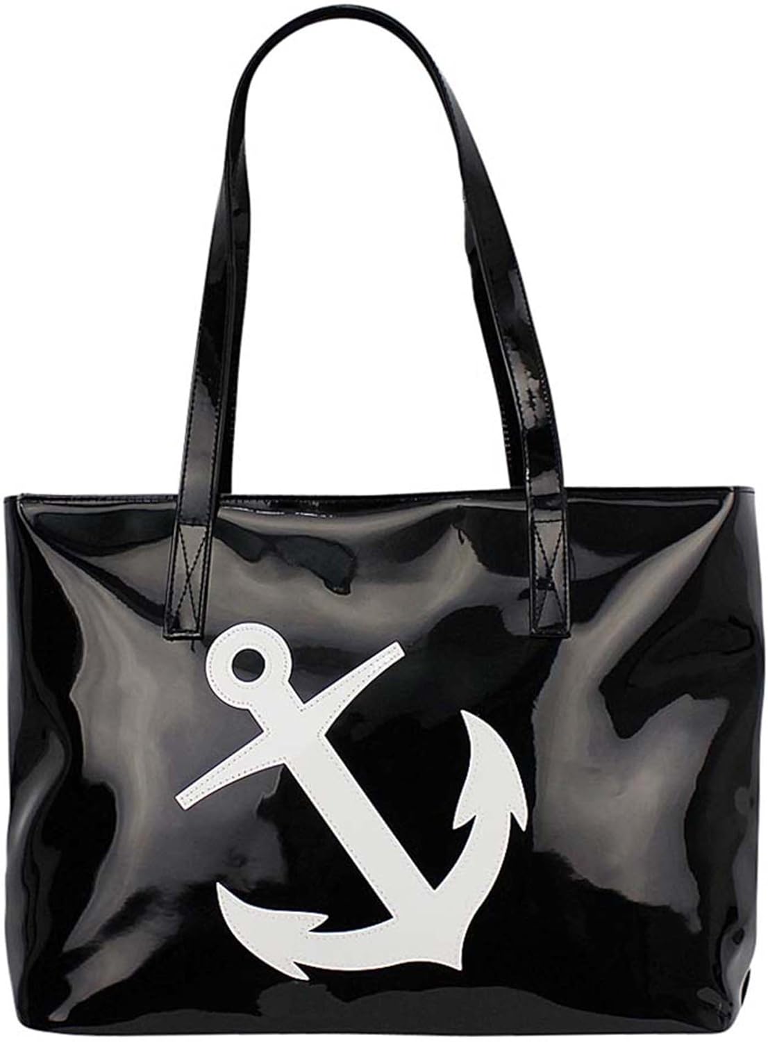 white patent leather handbag