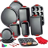 10-Piece Bakeware Sets, Nonstick Baking Set with Baking Pan, Loaf Pan, Cookie Sheet and More, Food Grade Baking Sheets with S