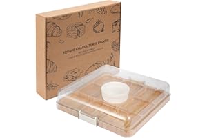 WILLKOMMEN Charcuterie Board with Lid- 9 Compartment Carbonized Bamboo Serving Tray with Locking Lid, Square Serving Platter 