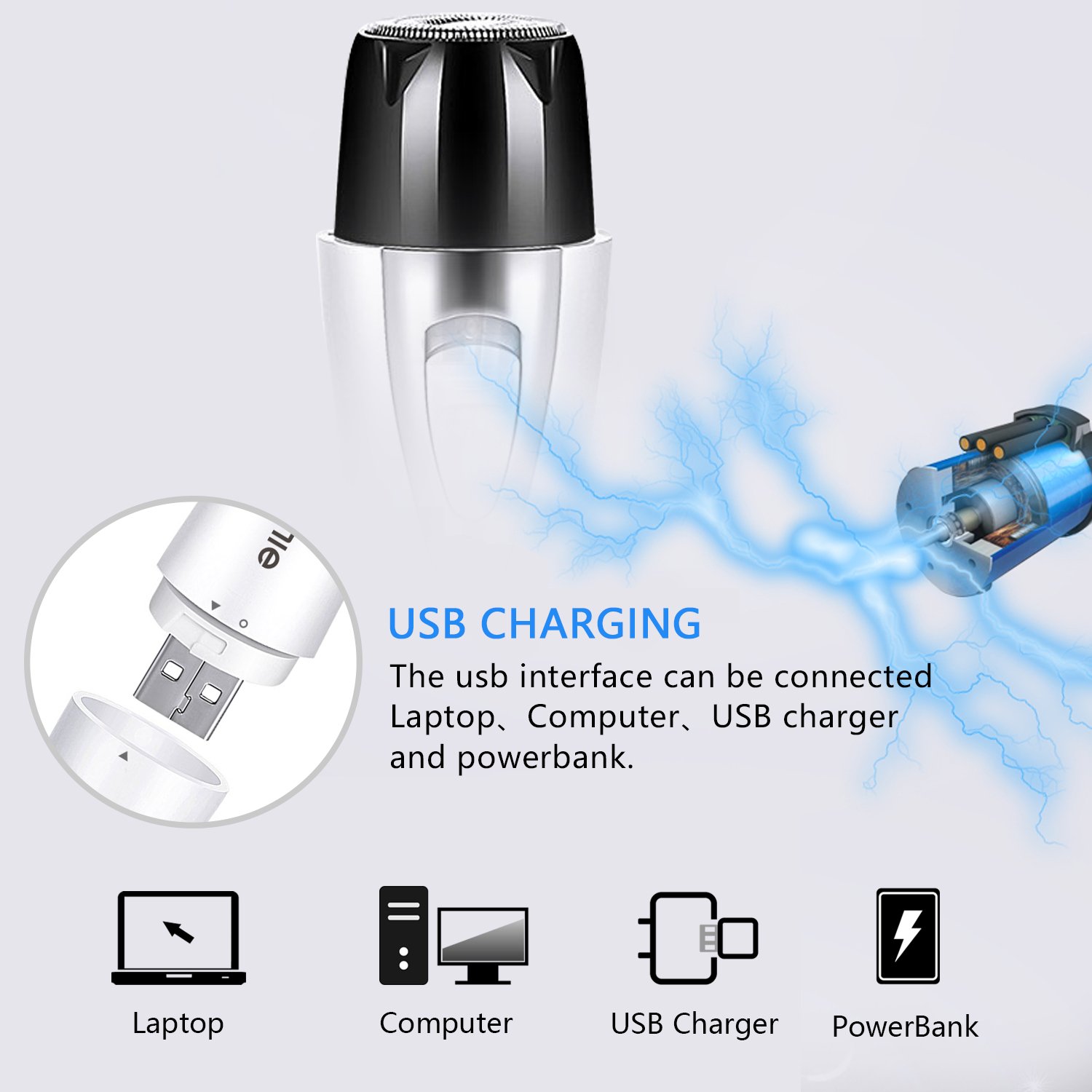 Lady Shaver 4 in 1 Facial Hair Removal for Women Painless Flawless Epilator Waterproof Electric Ladies Razor USB Rechargable Eyebrow Trimmer/Face Trimmer/Nose Hair Trimmer/Bikini Hair Trimmer White