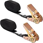 MOOCY Small Ratchet Strap,Heavy Duty Endless Ratchet Tie Down Straps,NO Hook Nylon Black Tie Down Straps for Motorcycles, Kayak