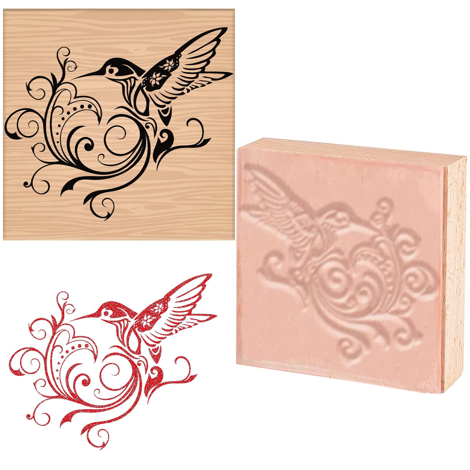 CRASPIRE Wooden Rubber Stamp Hummingbird Printed Decorative Rubber Seal Stamps 3inch/7.5cm for Card Making, DIY Craft, Stationery Scrapbooking, Handbook, Diary Letter Decor