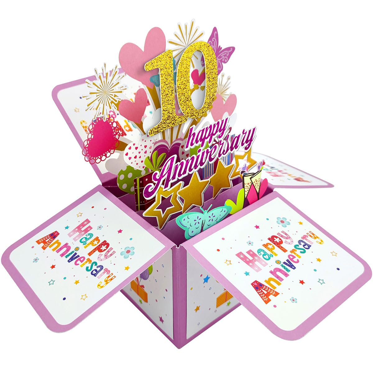scicent Pop Up Card Happy 10th Milestone Anniversary 3D Pop Up Greeting Card - Perfect Couple, Marriage, Wedding, Elegant, Soulmates, Being Together, Love and Happiness - 22113