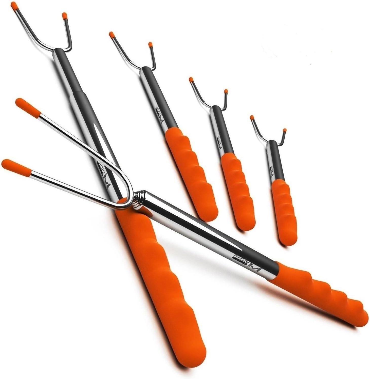 Glorious Year Marshmallow Roasting Sticks, Set of 5 Pack Premium 45'' Extendable Rotating Telescoping Forks for Hot Dog & Smores, Special Safe and Healthy Cookware for Campfire, Camping & Bonfire