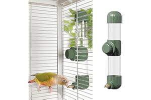 YOOSO WING 9.4 Fl Oz No Mess Bird Water Dispenser, Automatic Parrot Water Feeder with Spring Valve, Clear Cage Water Drinker for Parakeets Cockatiels Budgies Finch Lovebirds & Canary (Green, 7.4 fl oz (220ml))