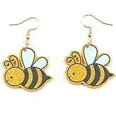 Cute Acrylic Bee Dangle Drop Earring Sparkly Lightweight Resin Bee Animal Statement Earrings for Women Fashion Party Hypoallergenic Jewelry