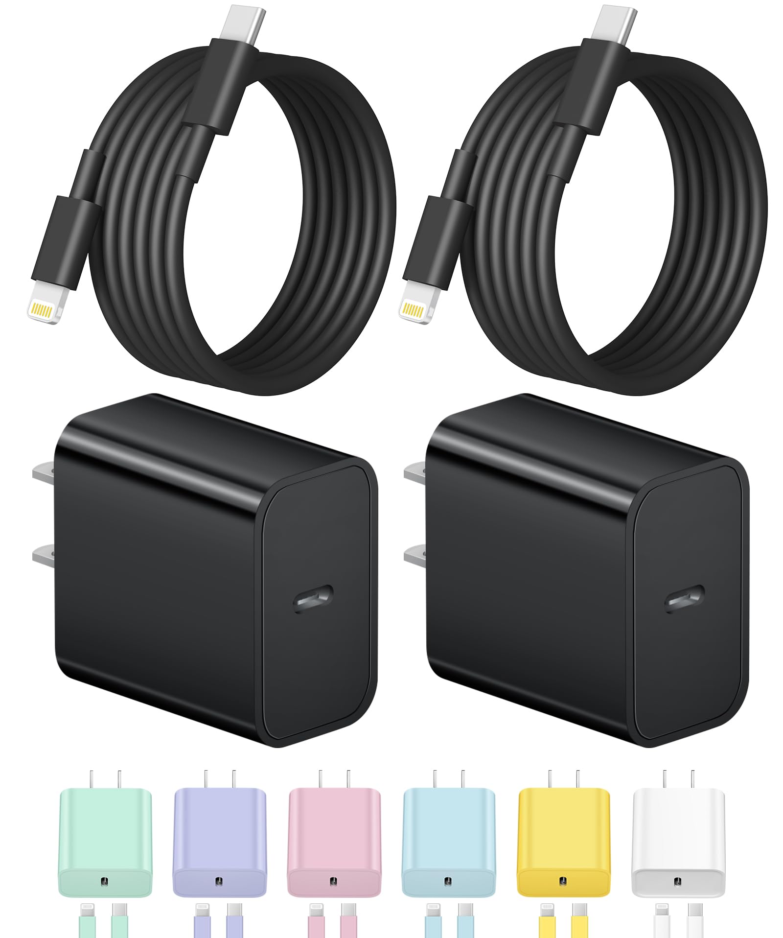 iPhone Charger Fast Charging USB C Charger Block Type C Charge iPad with 6FT C Chargers Cord Compatible with iPhone14/14 Pro Max/13/13Pro/12/12 Pro/11,iPad(Black)