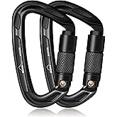 BEIFENG 25KN Auto Locking Carabiner - UIAA Certified Heavy Duty Climbing Carabiners for Rock Climbing, Camping, Rappelling, Hunting, Rescue Equipment - Professional Carabiner Clips (Black)