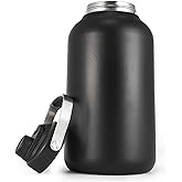 One Gallon Water Bottle, 128oz Stainless Steel Insulated Water Bottle For Hot & Cold Drinks, BPA-Free, Wide Mouth, Leak-Proof Big Water Jug With Handle For Sports, Travel, Hinking & Camping, Black