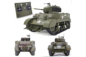 Ssccgym Remote Control Light Tank US M5A1 Stuart Tank 1/16 War RC Military Vehicle Simulation Smoke Barrel Lifting/Turret Rotation 360 Degrees/NO-Shooting/Collection Model