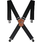 WELKINLAND 2Inch Wide Clip-On Work Suspenders, Heavy-Duty Work Suspenders Men, Big Tall Suspender For Seniors, Black Men Suspender For Jeans