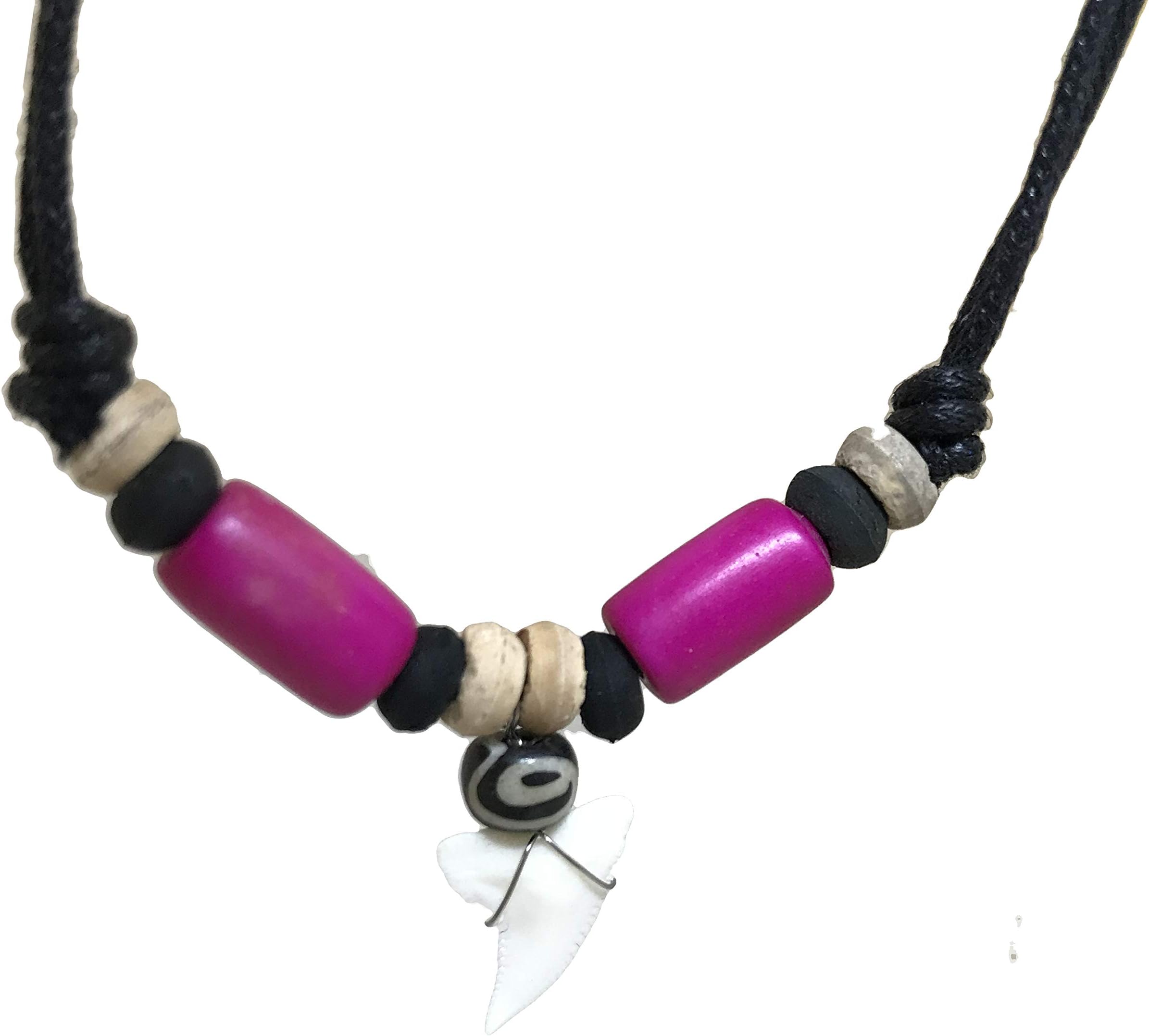 Shark Tooth Rasta Short Beads Necklace Handmade Hawaiian Style Beach Boy Men